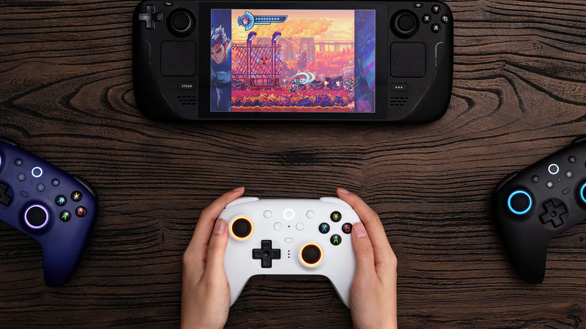 8BitDo Ultimate 2 Wireless Controller hands-on Steam Deck style gaming setup