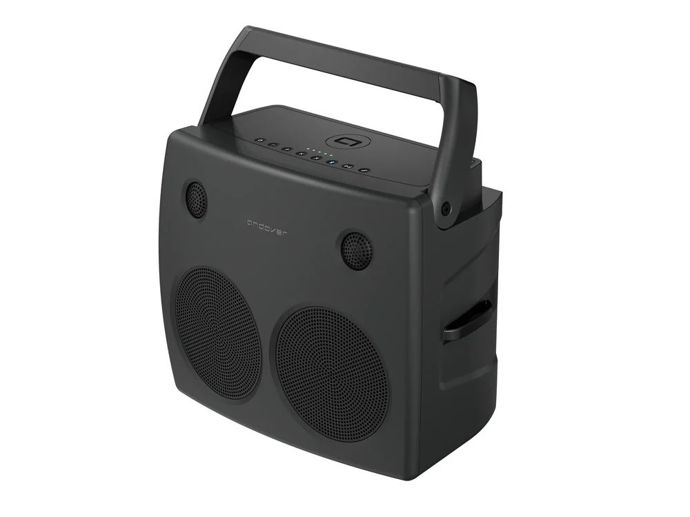 Andover Audio FreePlay portable hi-fi speaker in slate front angle