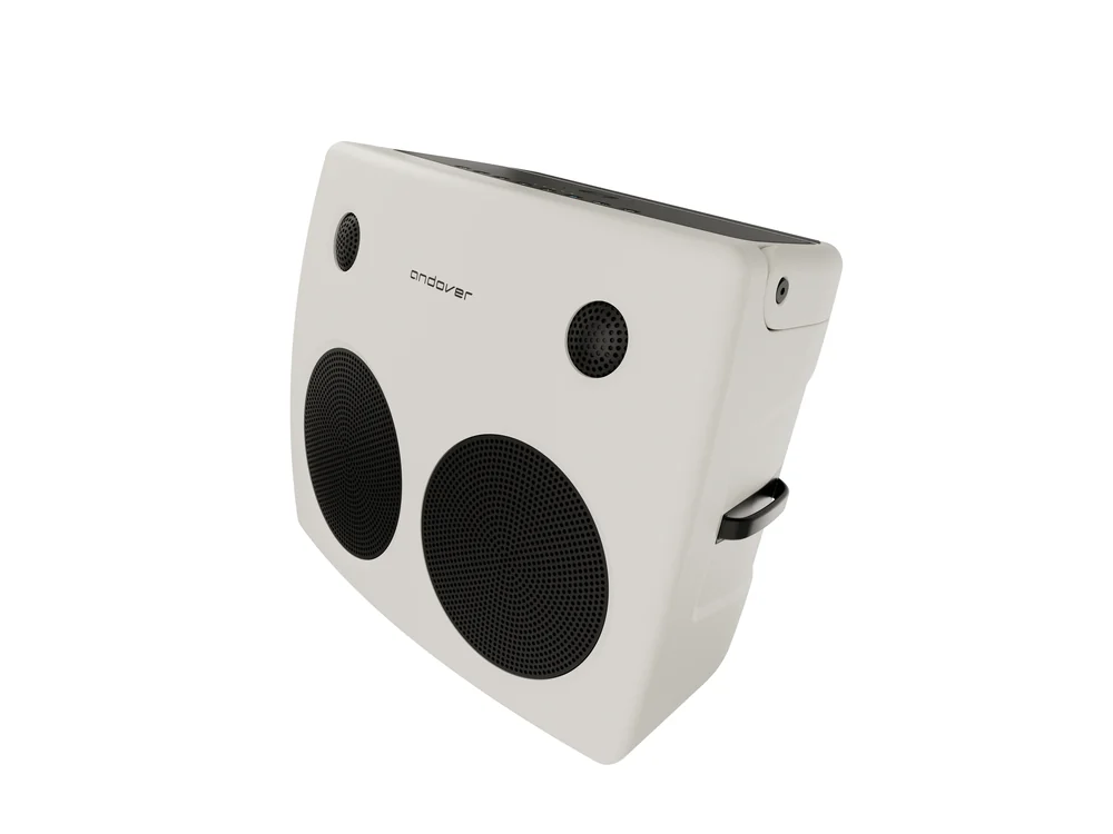Andover Audio FreePlay portable hi-fi speaker ivory side angle