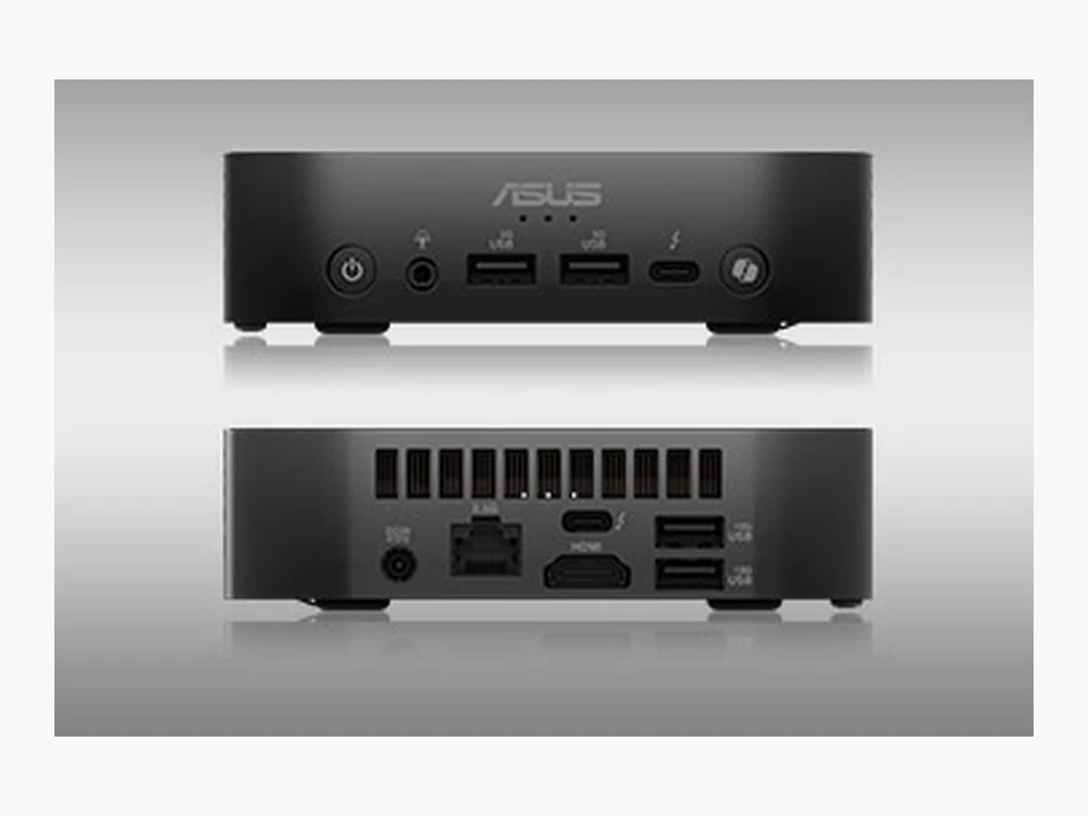 ASUS NUC 14 Pro AI front and rear port views