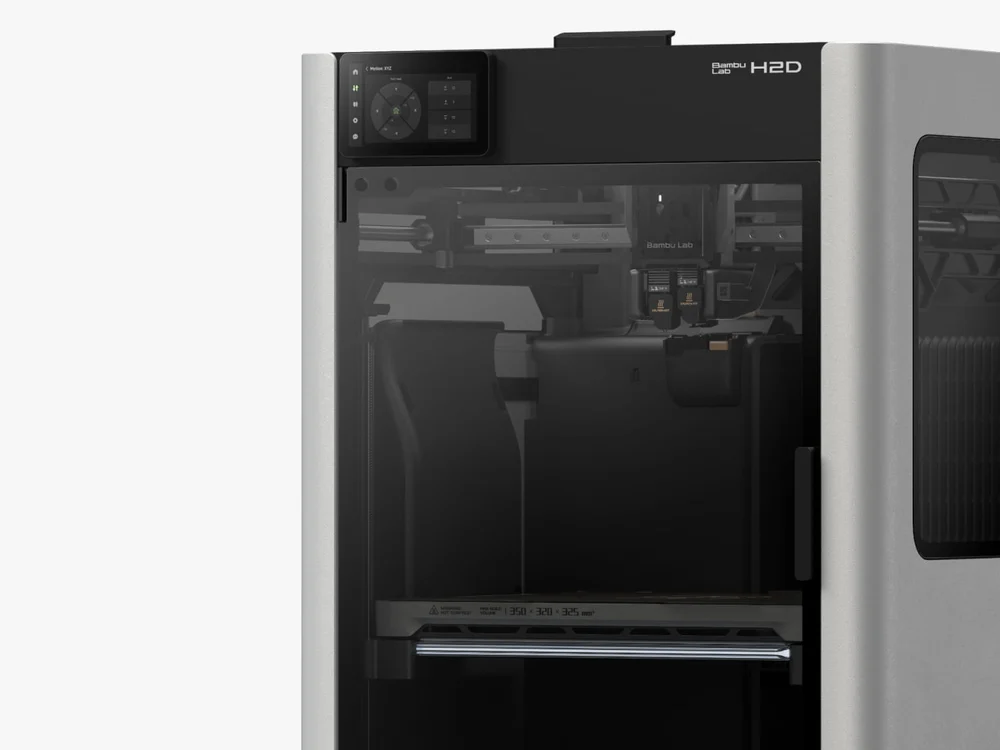 Bambu Lab H2D enclosed dual-nozzle 3D printer front view