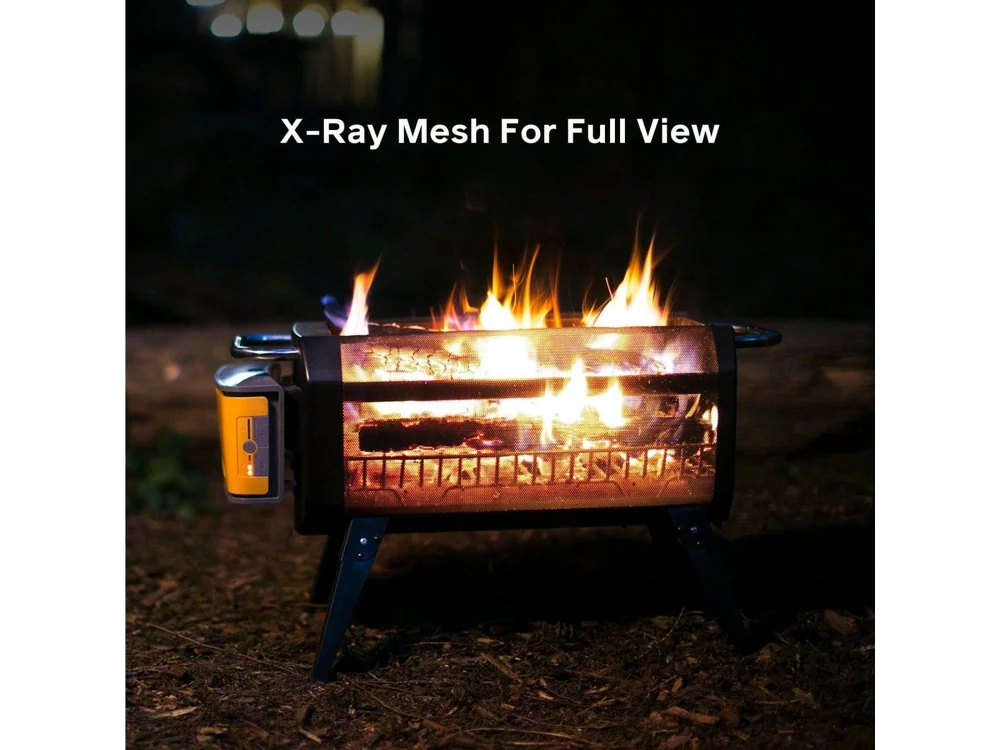 BioLite FirePit+ loaded with standard firewood