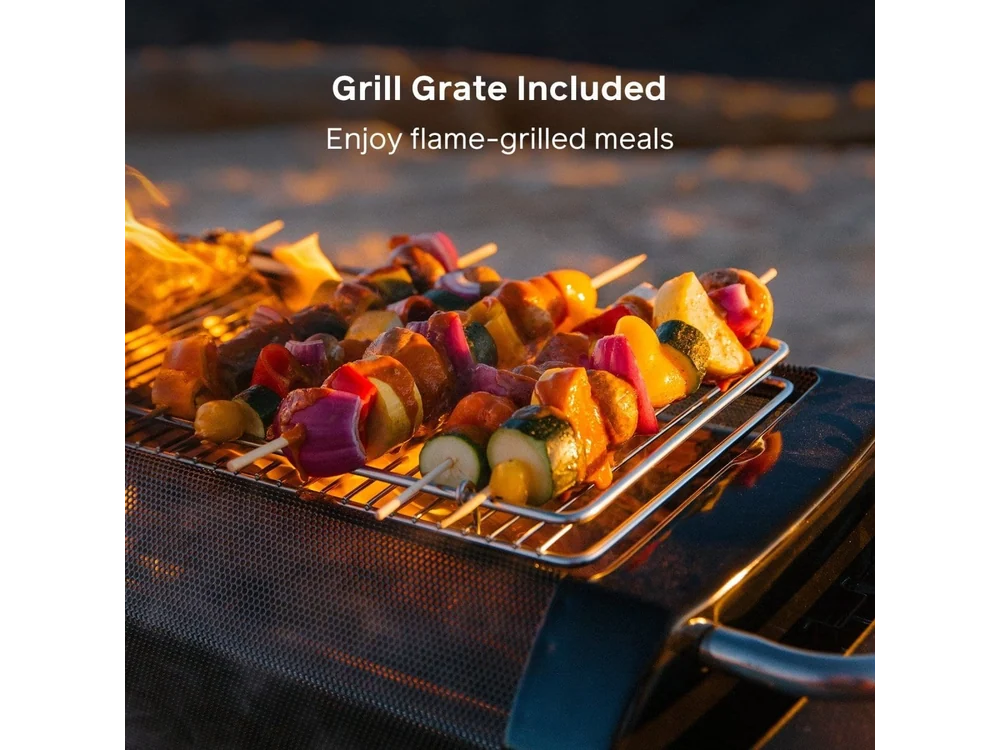 BioLite FirePit+ grill grate cooking food over flame