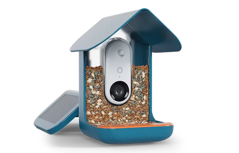 Bird Buddy Smart Bird Feeder Pro Solar in blue with camera and solar roof