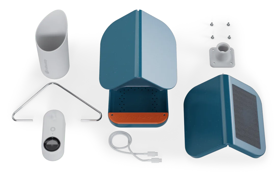 Top-down view of the Bird Buddy Pro Solar feeder and solar roof