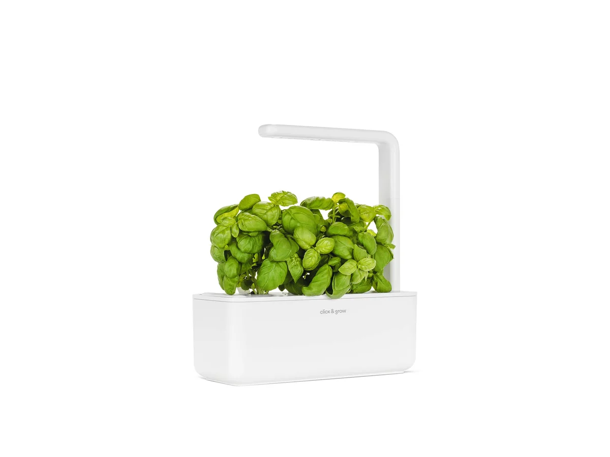 Click & Grow Smart Garden 3 angled white countertop herb garden