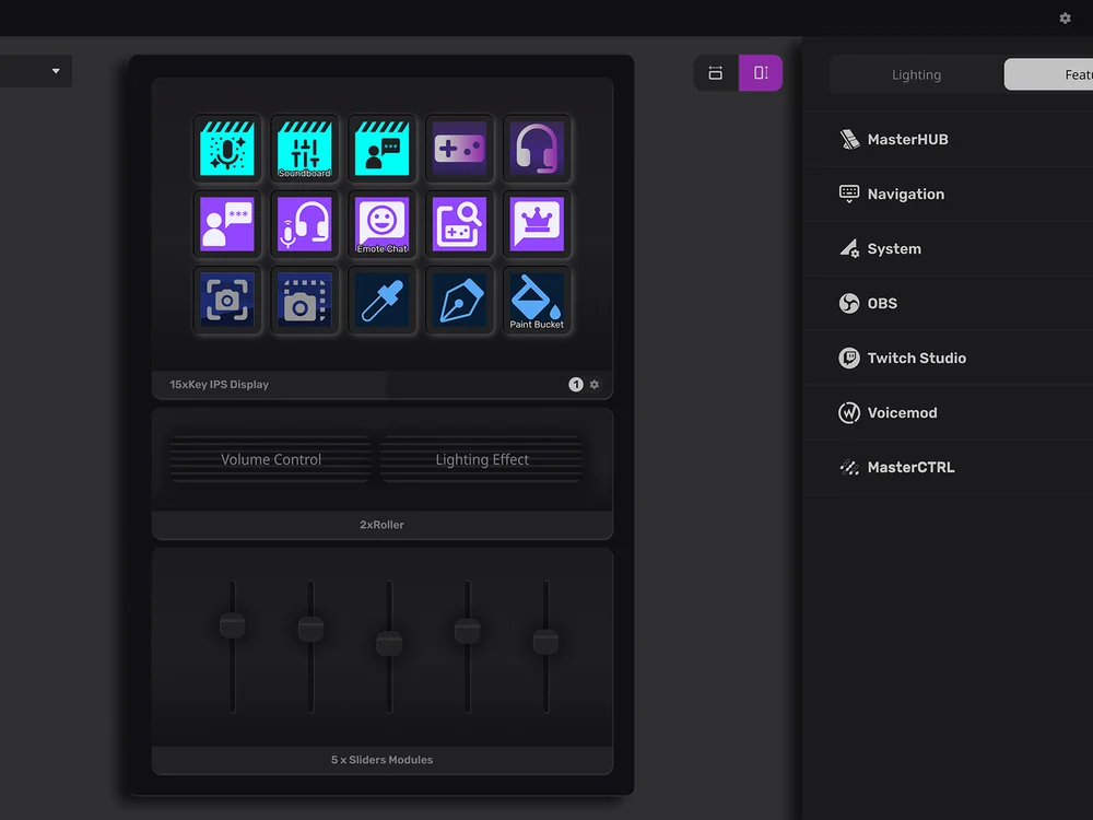 Cooler Master MasterHUB with modular buttons and dial controls