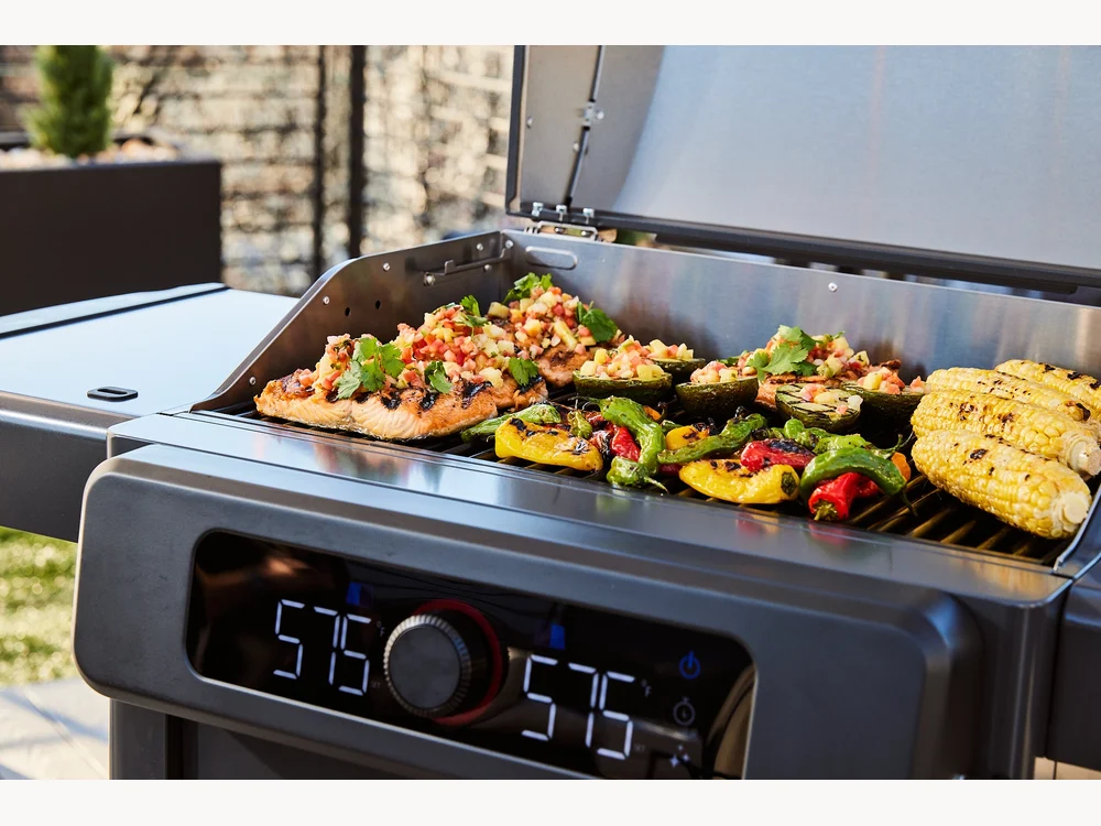 Current Backyard Model G+ Electric Grill cooking surface lifestyle image