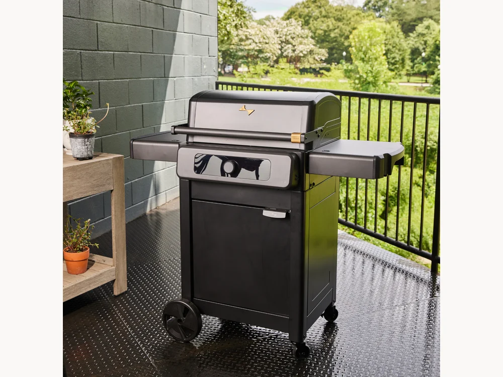 Current Backyard Model G+ Electric Grill on a patio