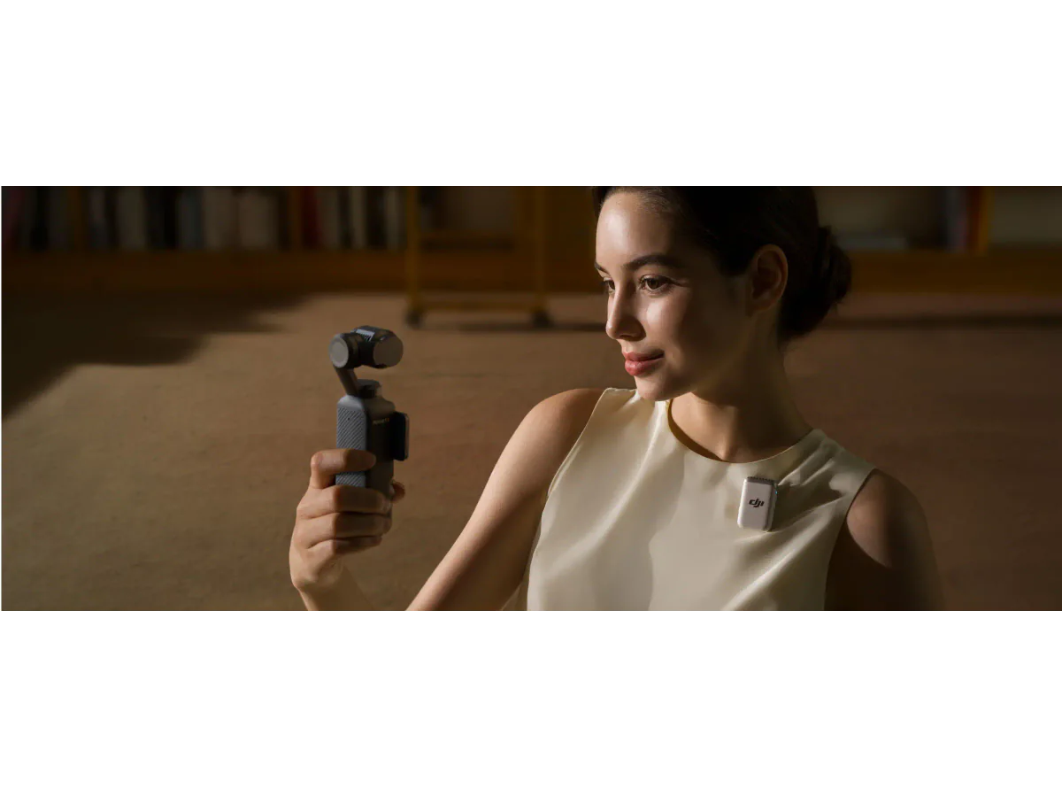 DJI Osmo Pocket 3 held indoors for portrait video