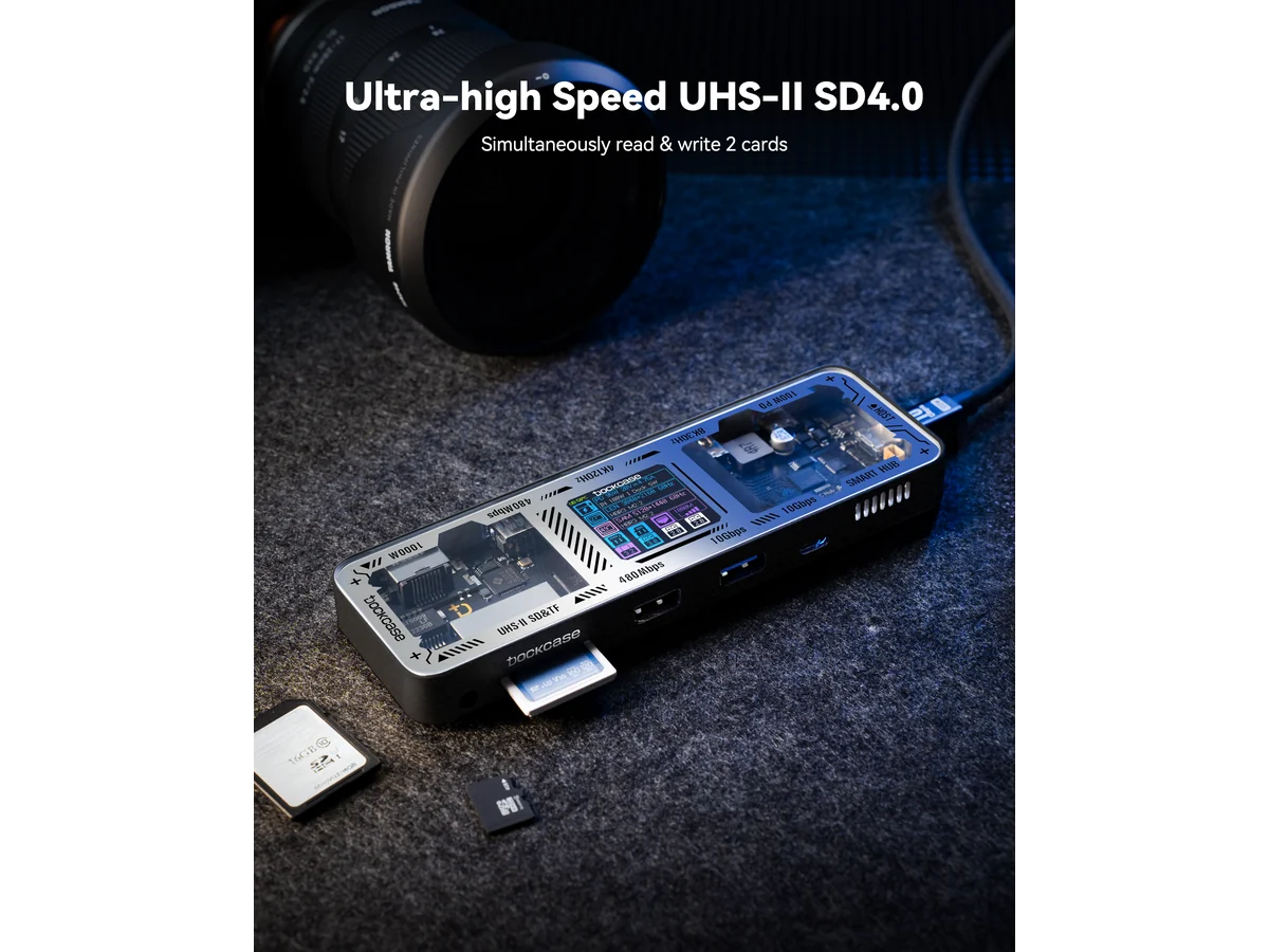 Dockcase hub side profile with USB and card ports