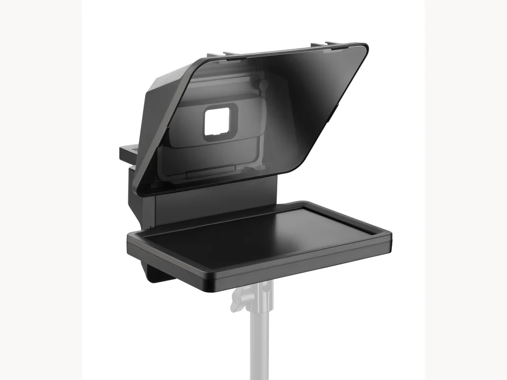 Elgato Prompter in a desk setup with monitor and peripherals