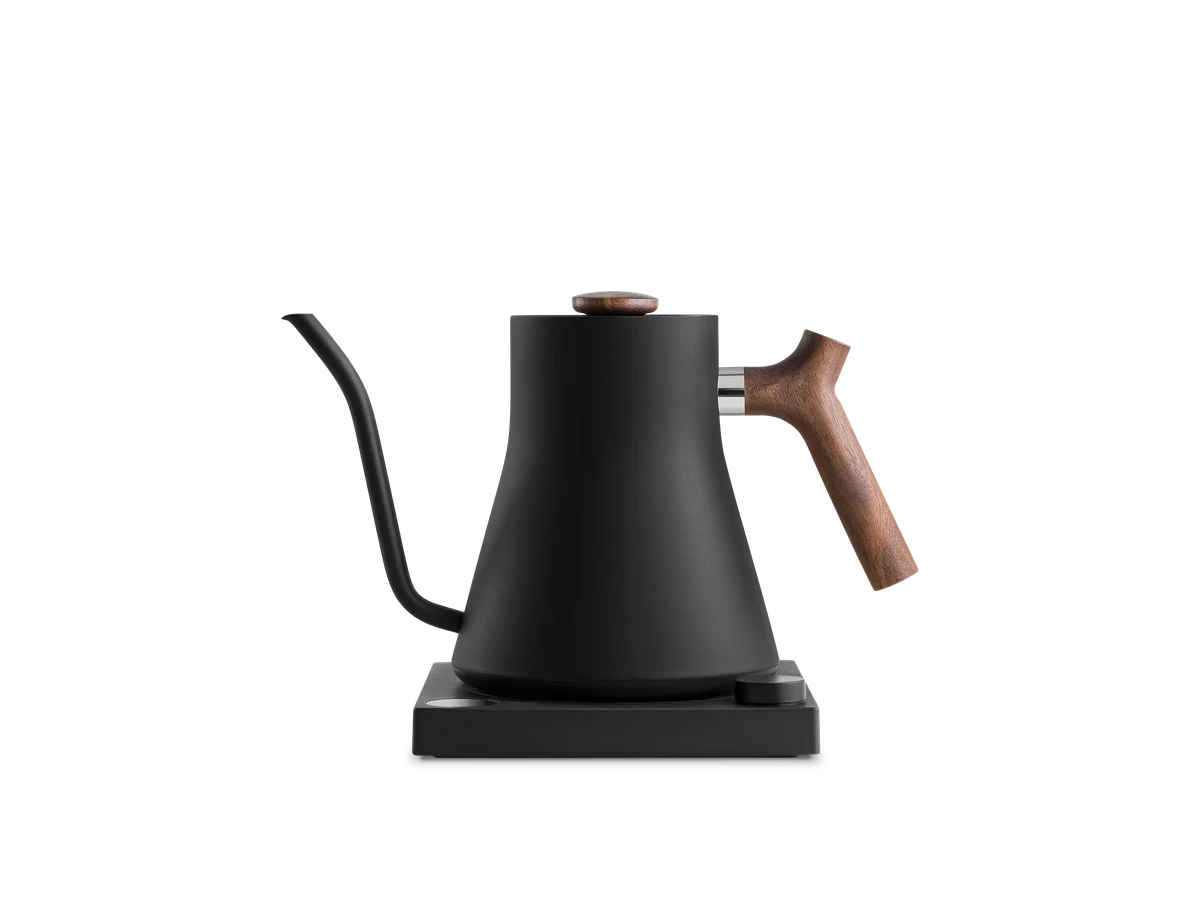 Fellow Stagg EKG Electric Kettle in matte black with walnut handle