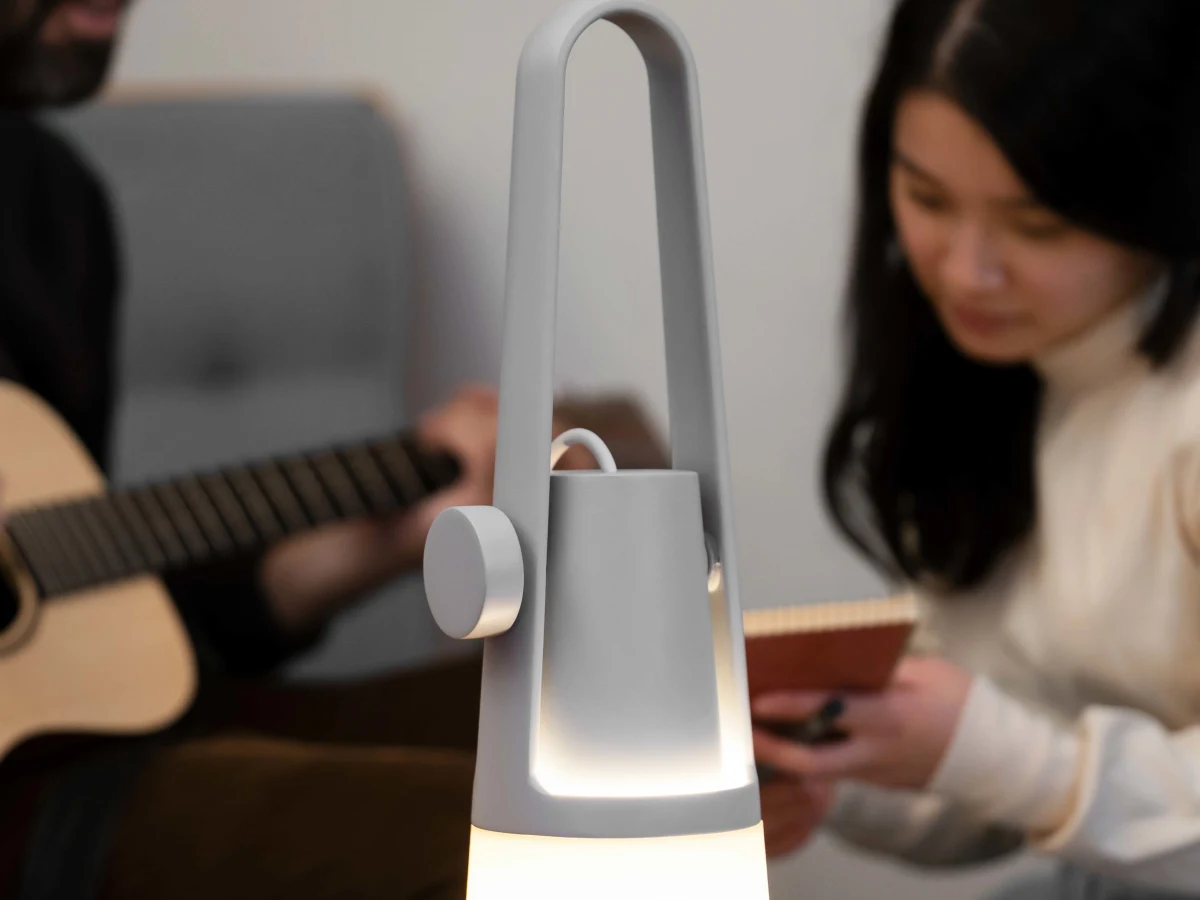 Gantri Aim Table Light used as a warm table lamp