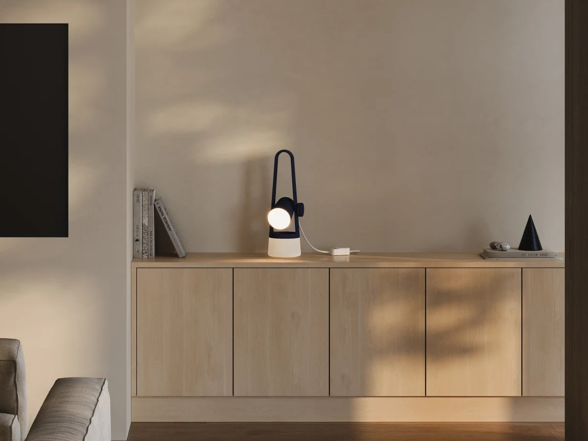 Gantri Aim Table Light carbon shade and handle detail