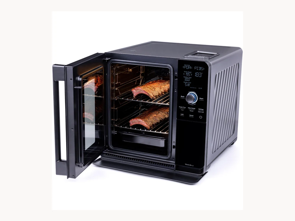 GE Profile Smart Indoor Pellet Smoker angled side view