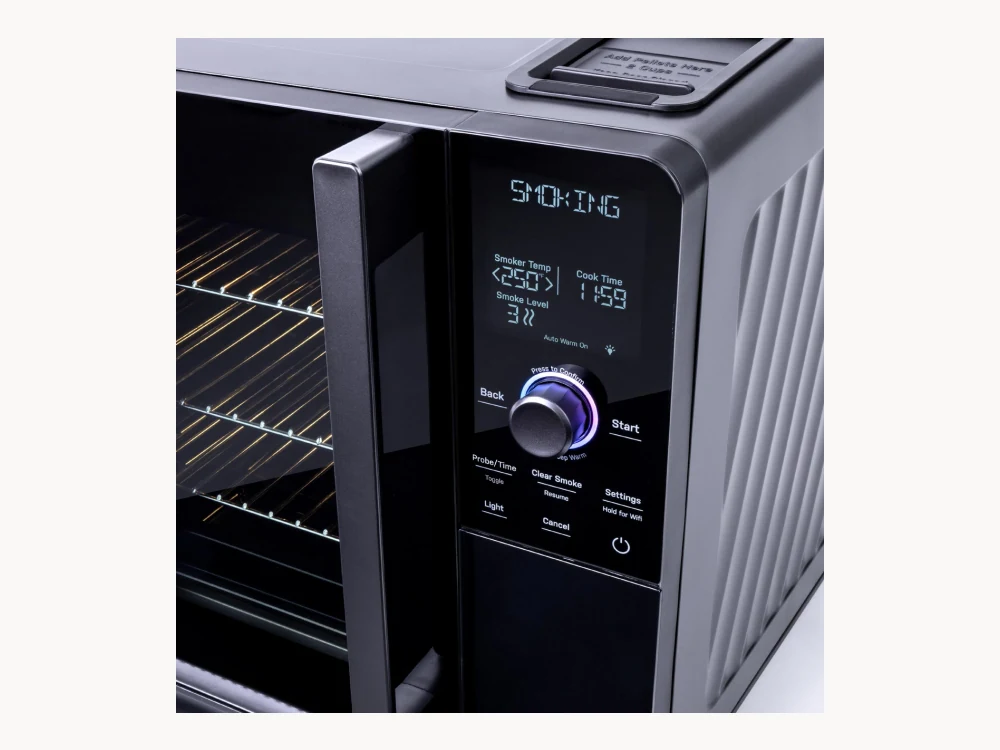 GE Profile Smart Indoor Pellet Smoker with door open