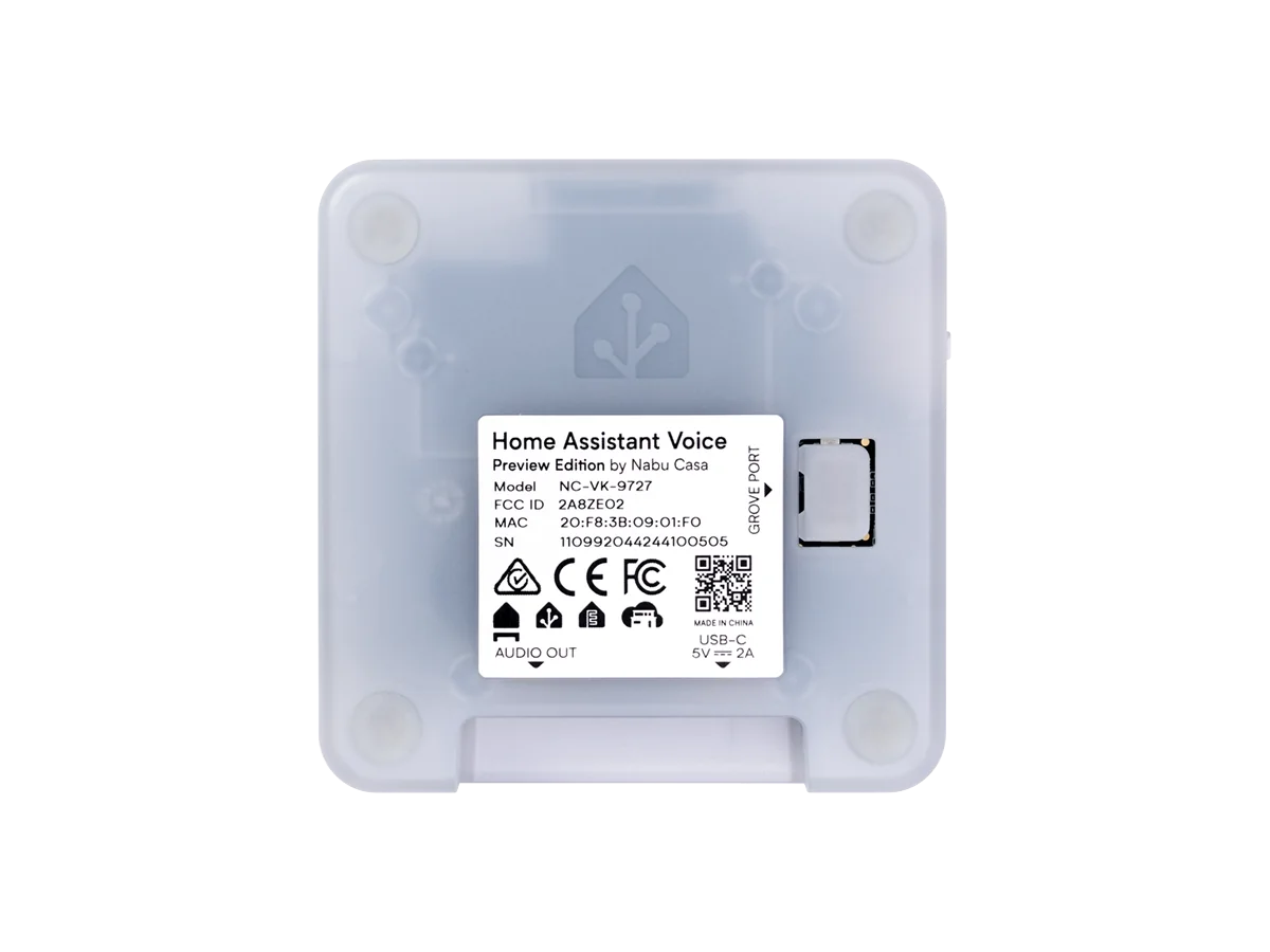 Back of Home Assistant Voice Preview Edition