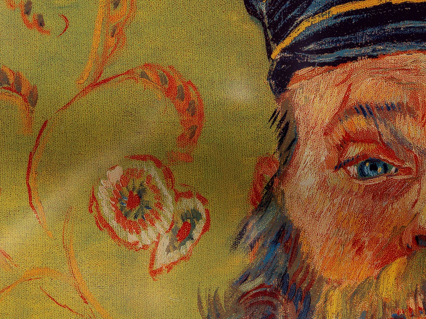 Close-up of artwork texture on InkPoster color E Ink display