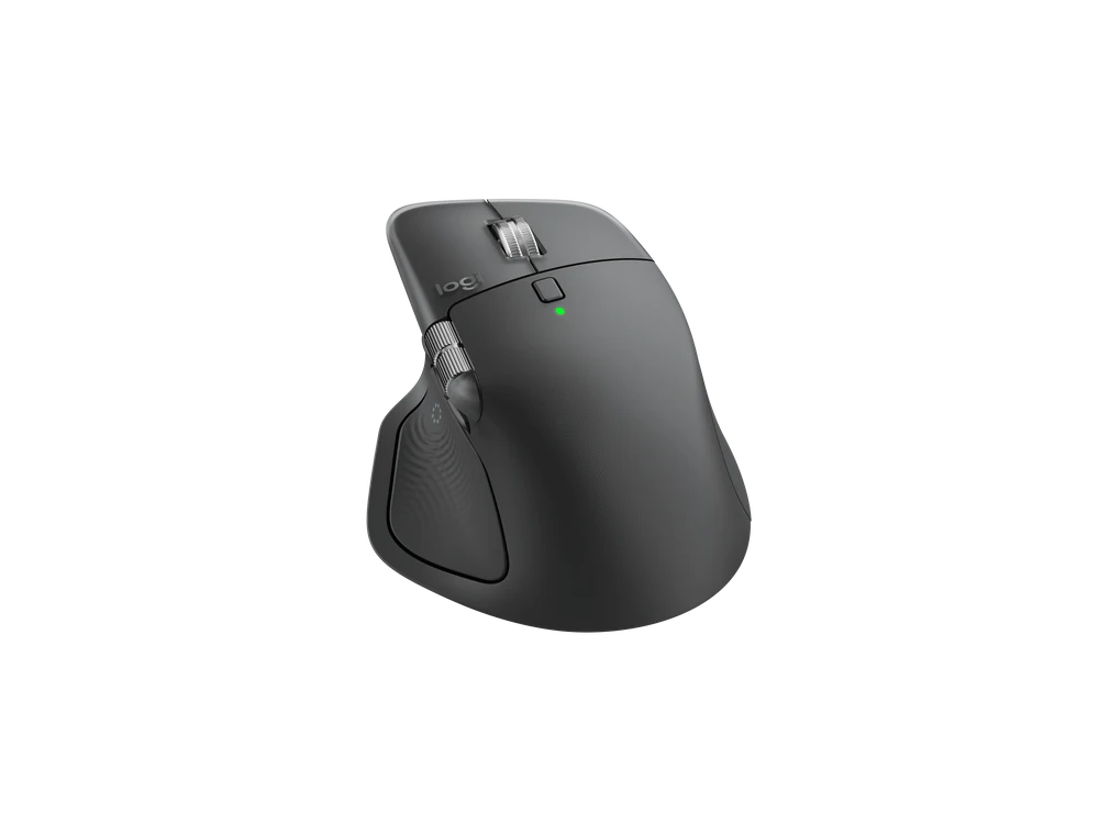 Logitech MX Master 4 graphite three-quarter angle view