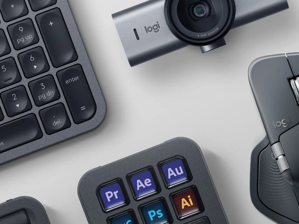 Logitech MX Master 4 in a creator desk setup with keyboard and MX Creative Console