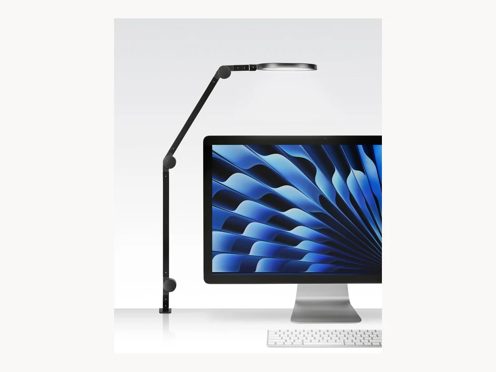 Lume Cube Edge Light 2.0 mounted behind a monitor