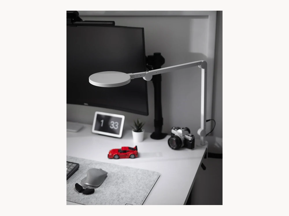 Lume Cube Edge Light 2.0 used on a compact desk setup