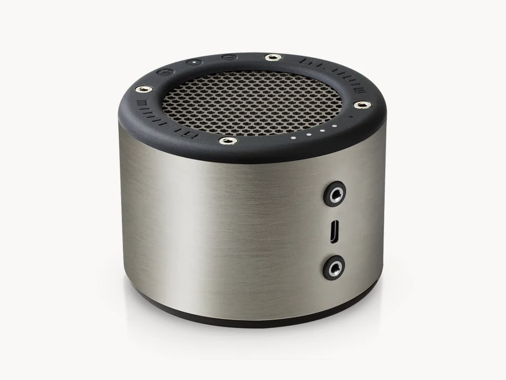 Minirig 4 brushed metal Bluetooth speaker angled product view