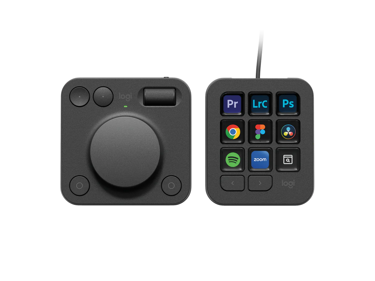 Logitech MX Creative Console top view with dial and shortcut keypad