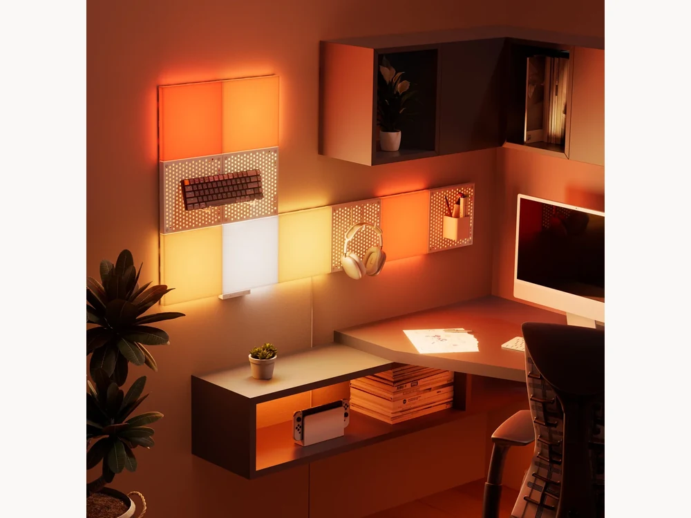 Nanoleaf Blocks office wall setup