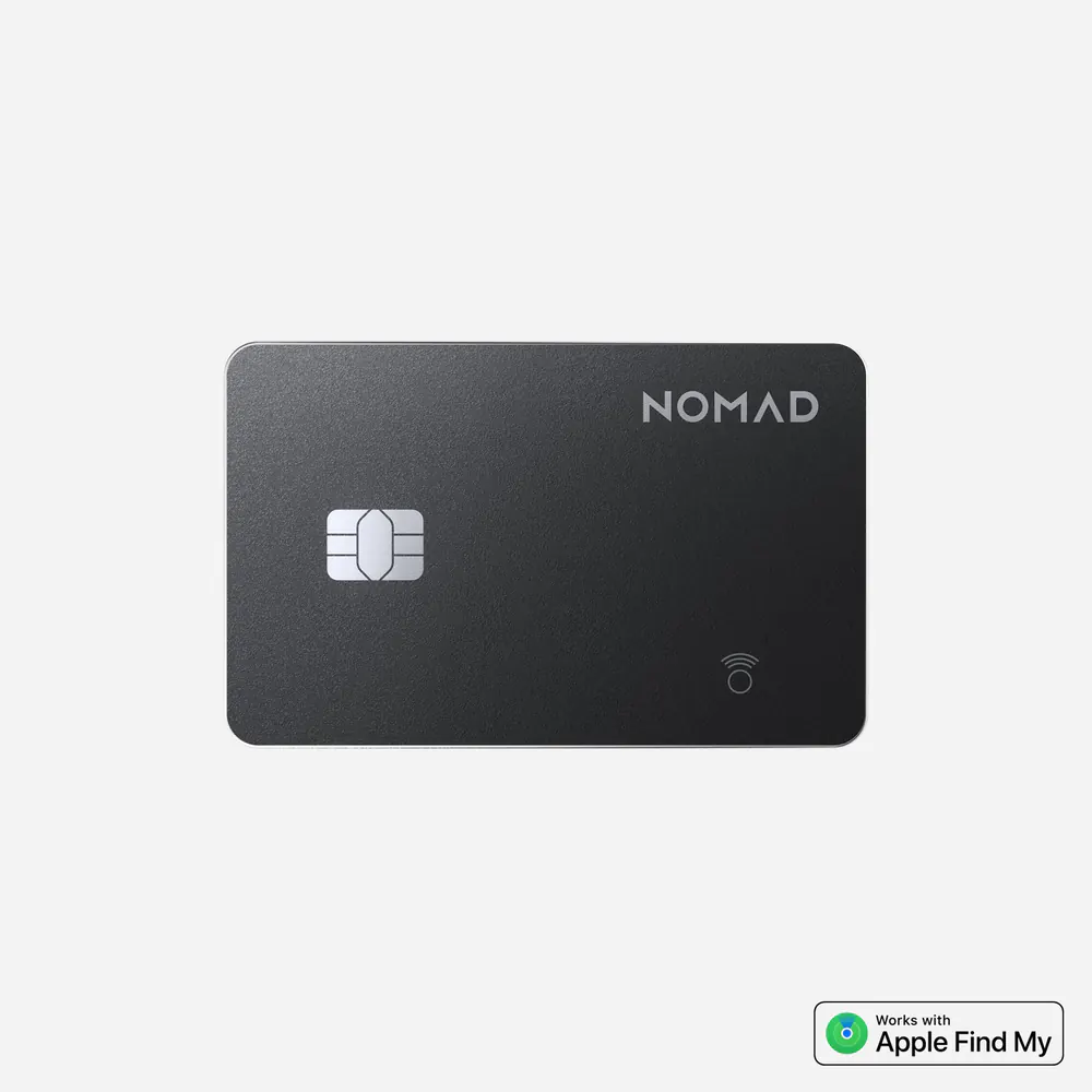 Nomad Tracking Card Pro front view with Apple Find My badge