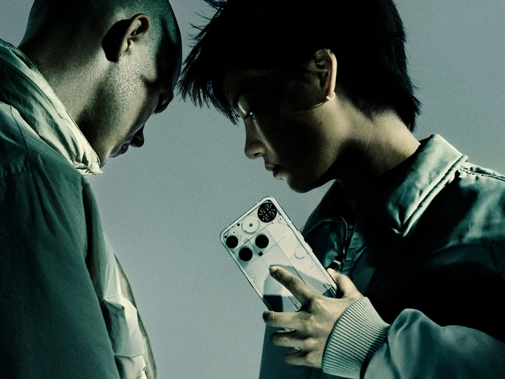 Nothing Phone (3) dark rear detail with Glyph Matrix display