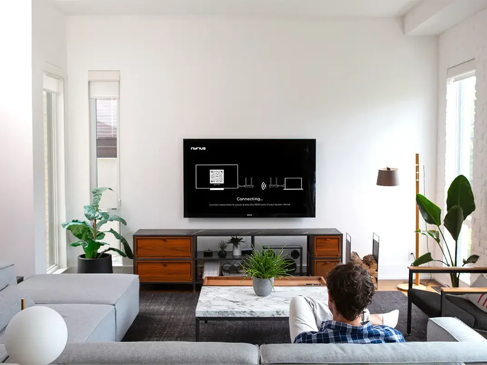 Nyrius Phoenix Home True 4K60 used in a living room TV setup
