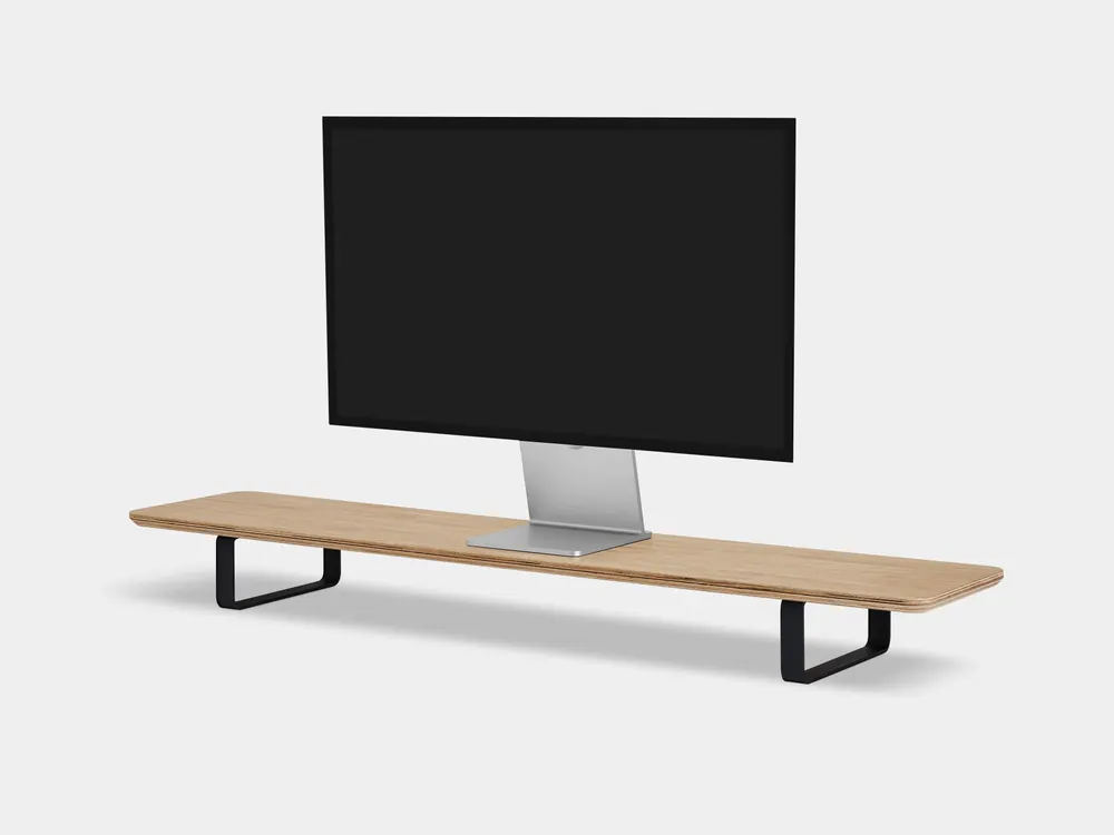 Oakywood Desk Shelf with monitor in oak and black legs