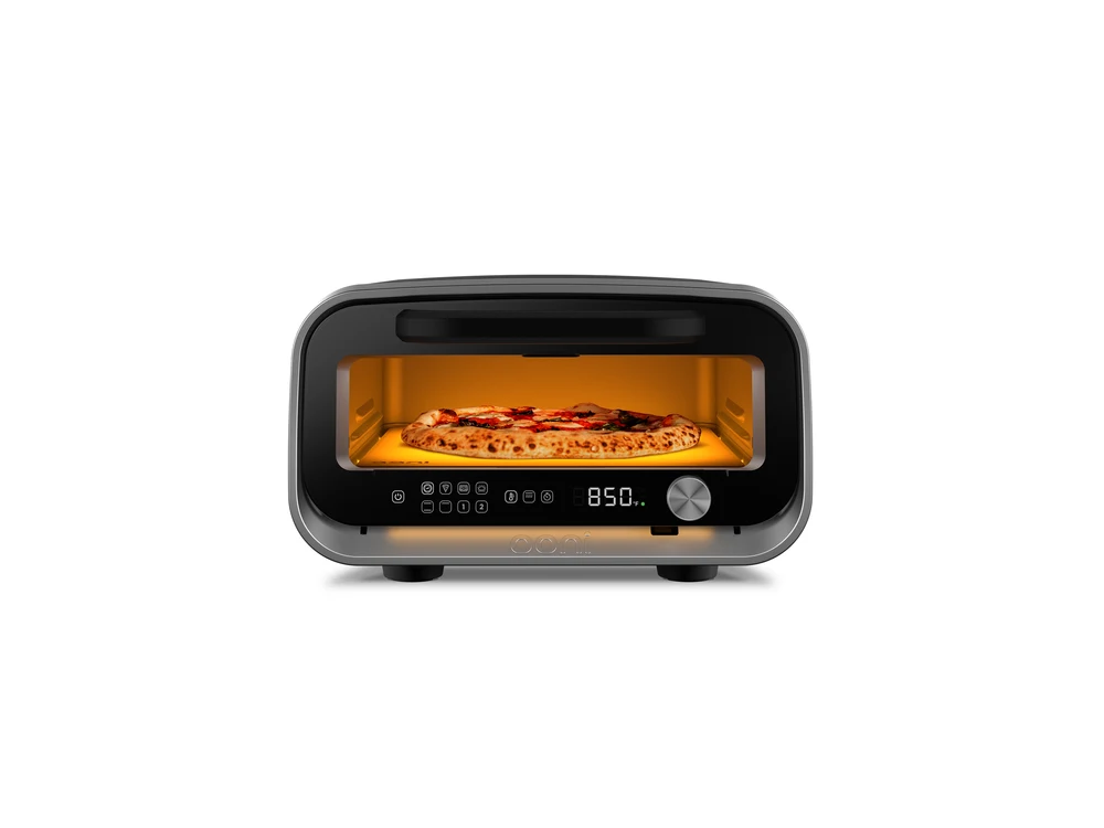 Ooni Volt 2 Electric Pizza Oven front view with pizza inside
