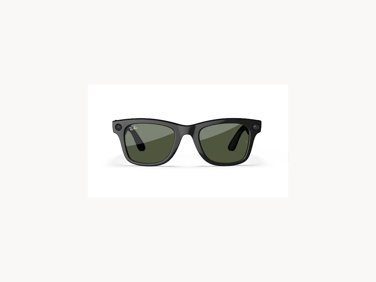 Front view of black Ray-Ban Meta Wayfarer AI glasses
