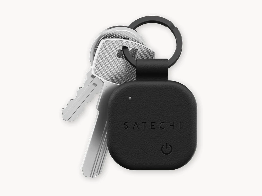 Satechi Vegan-Leather FindAll Keychain attached to keys