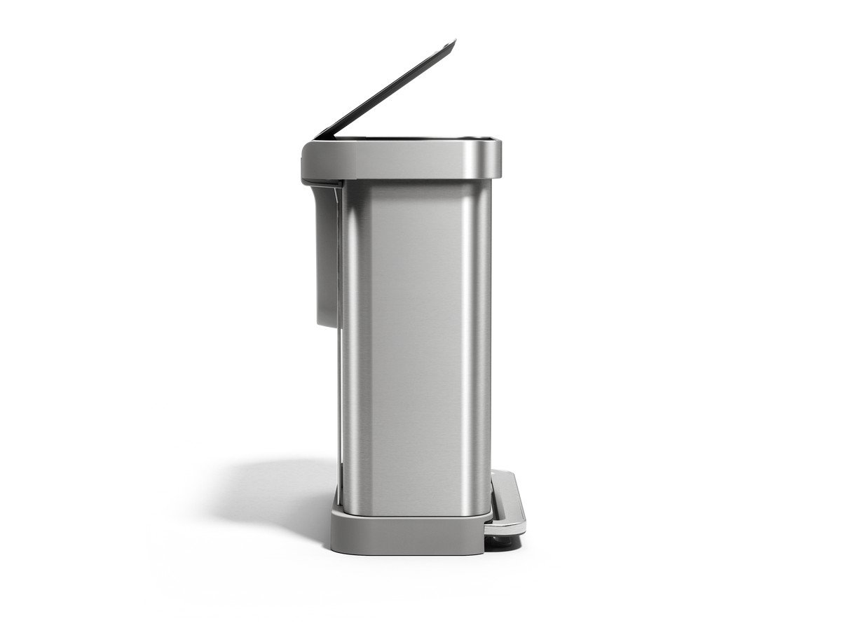 simplehuman 58L Step Recycler side view with lid open