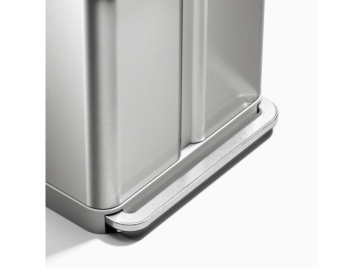 simplehuman 58L Step Recycler pedal detail in brushed stainless steel
