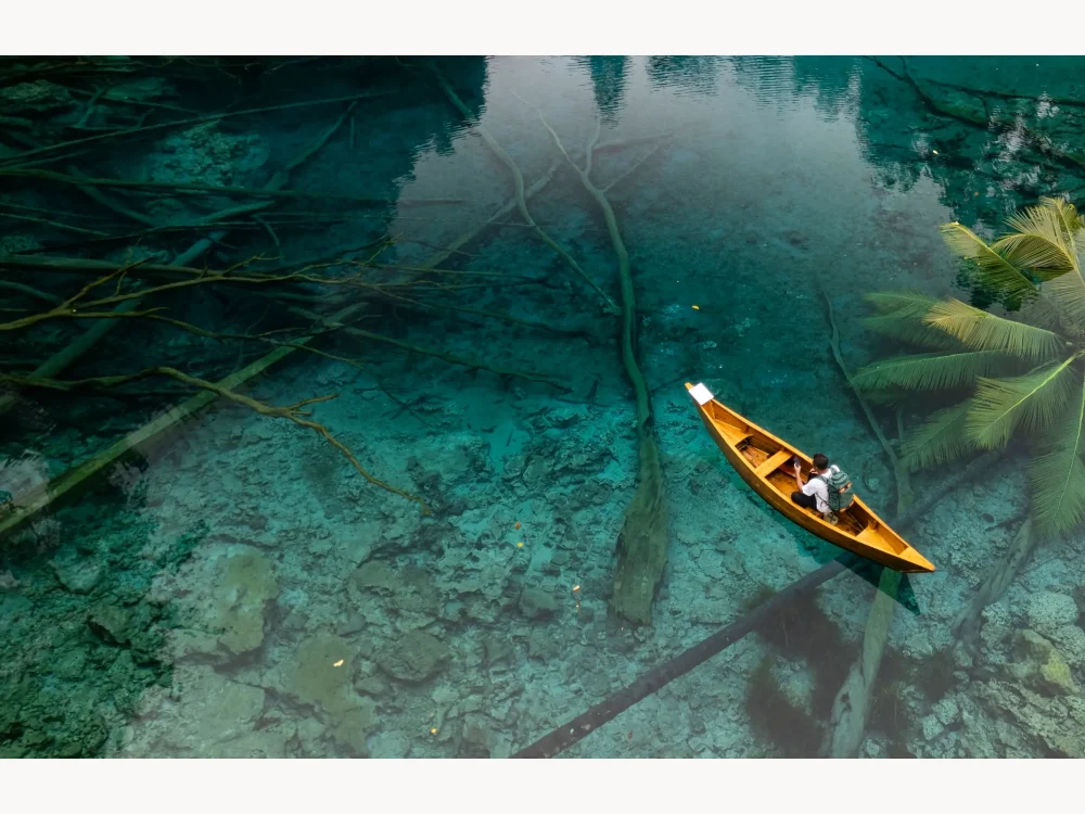 Starlink Mini used near water during remote travel