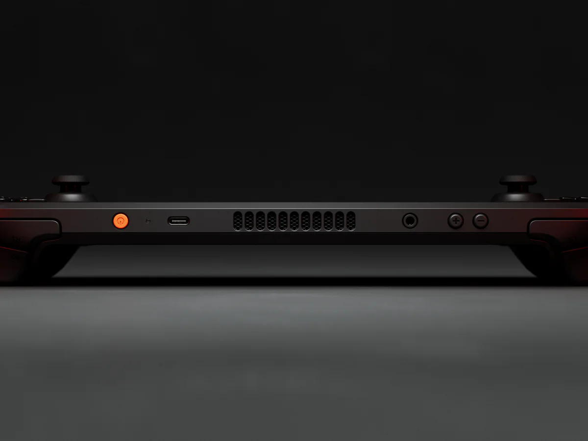 Top detail view of the Steam Deck OLED controls and shoulder buttons
