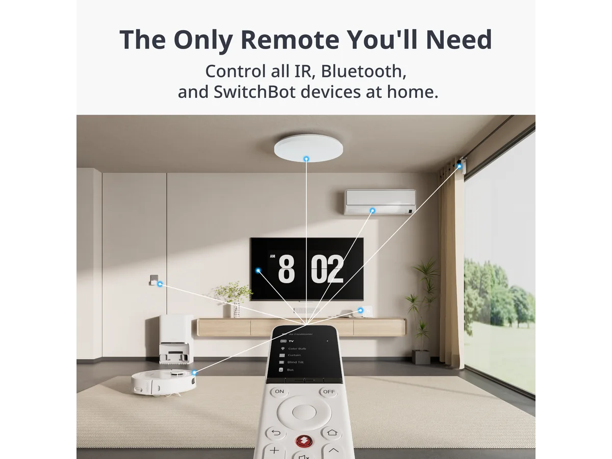 SwitchBot Universal Remote controlling lights, TV, air conditioner, and other home devices