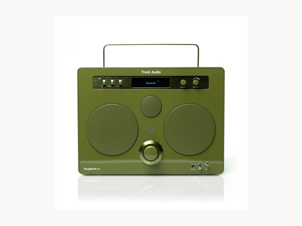 Tivoli Audio SongBook MAX front view with controls and twin speakers