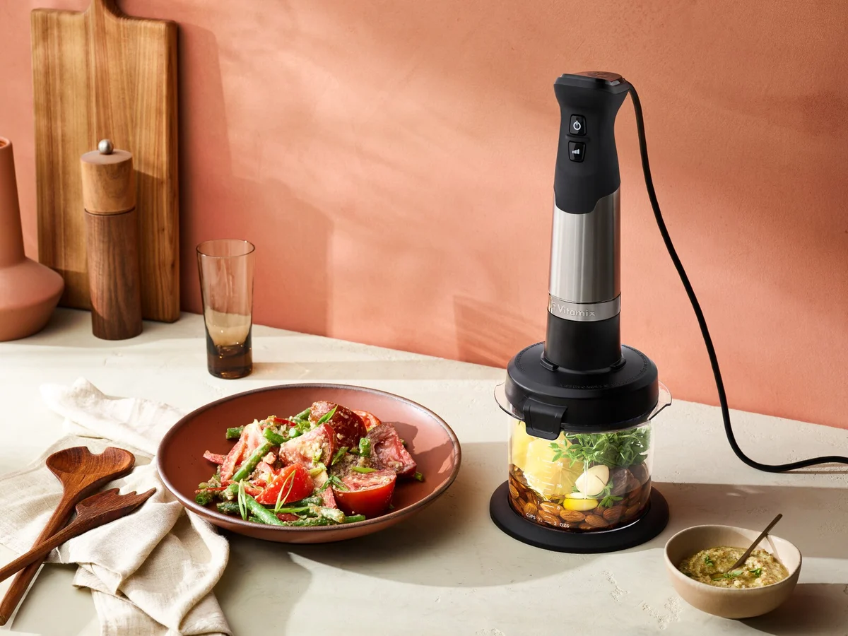 Vitamix Immersion Blender in kitchen prep setting