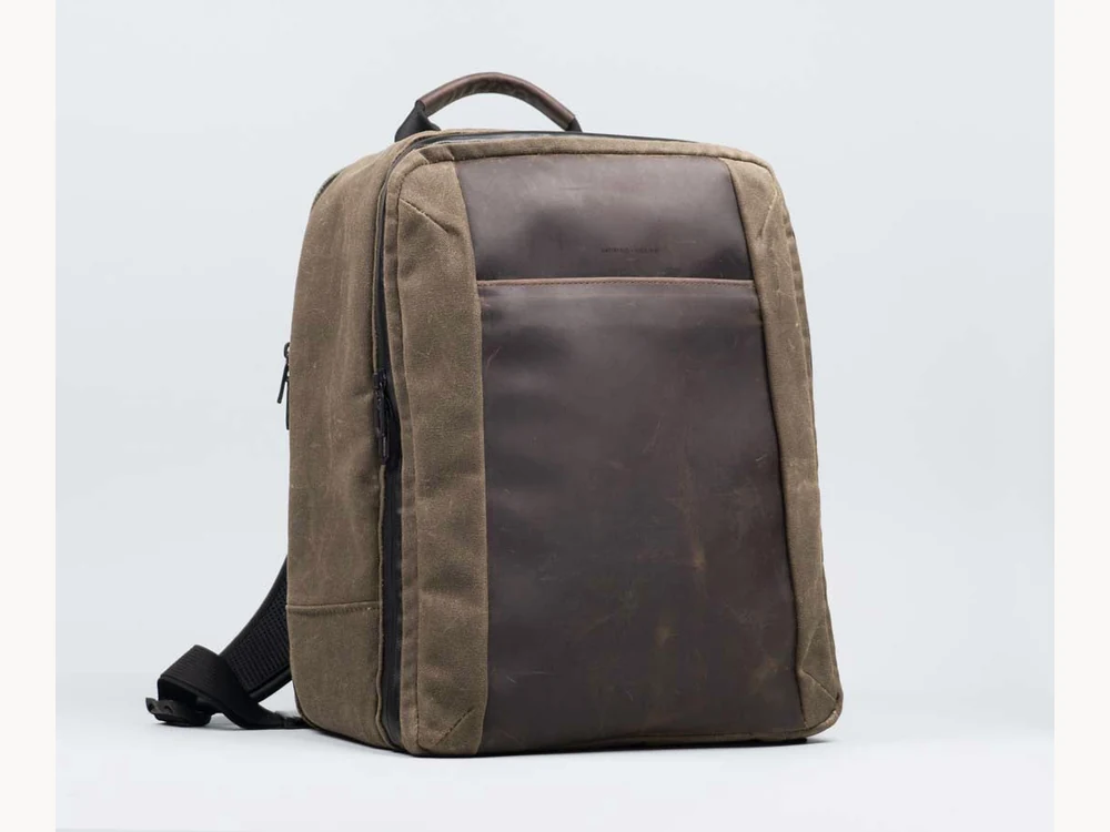 WaterField Designs Tech Folio Backpack three-quarter canvas product view