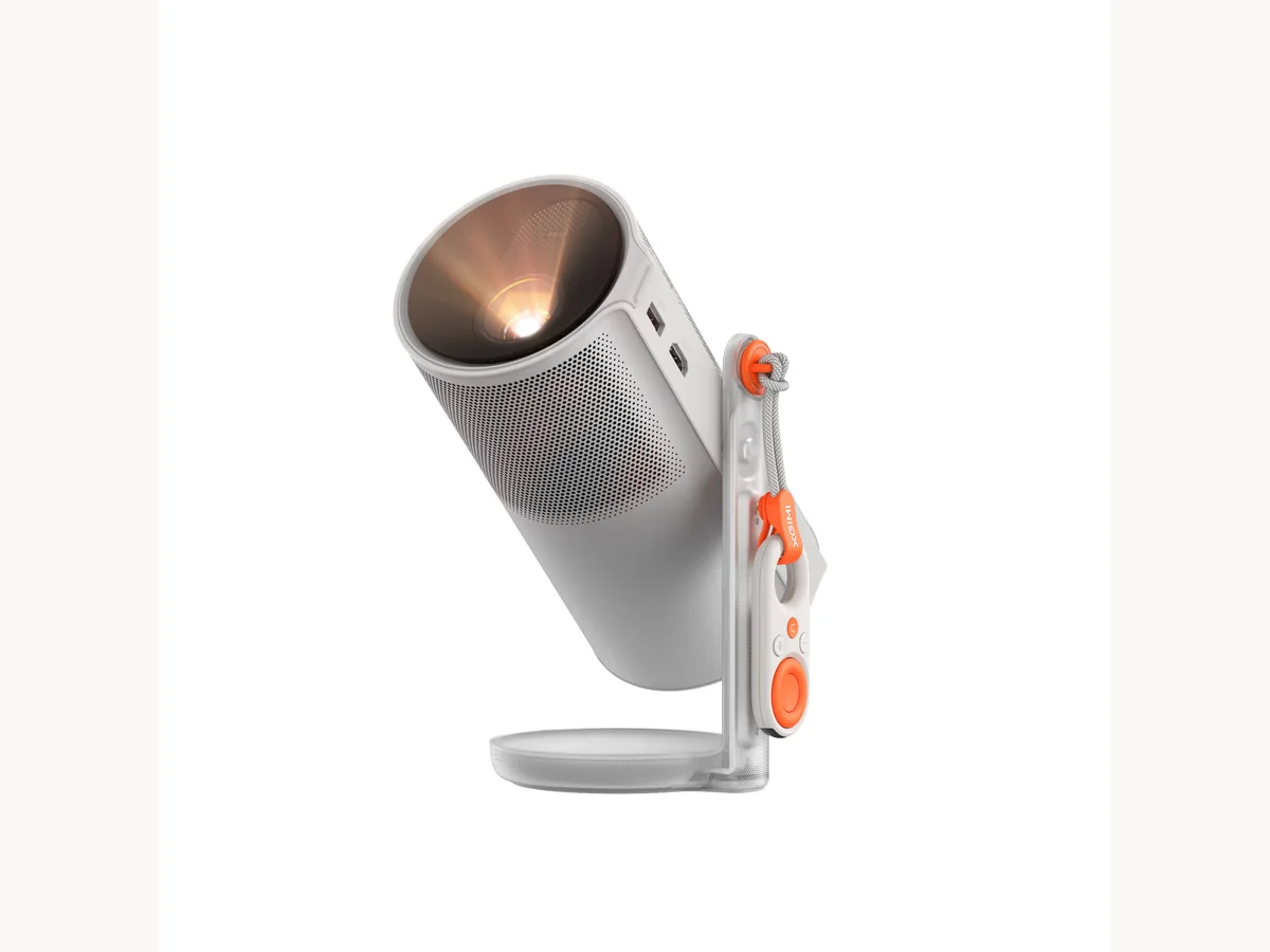XGIMI MoGo 4 portable projector angled on its stand